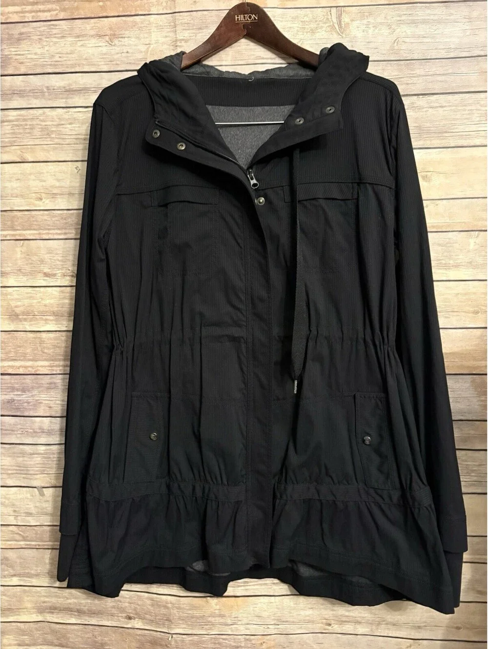 Lululemon Jacket Size 10 Apres Practice Anorak Hooded Full Zip Wind Coat Black